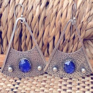 Rustic Sterling Silver Lapis Lazuli Earrings
